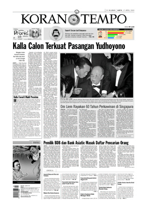 Kalla Calon Terkuat Pasangan Yudhoyono